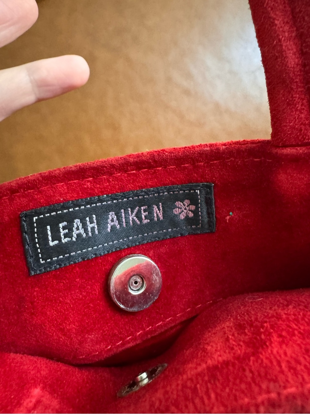 Leah Aiken Red Suede-Look Fringe Tote Bag Boho Western Shoulder Purse - Picture 5 of 5